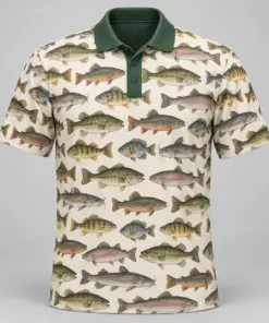 Freshwater Fish Collection Ivory Archive Polo Shirt - Front view
