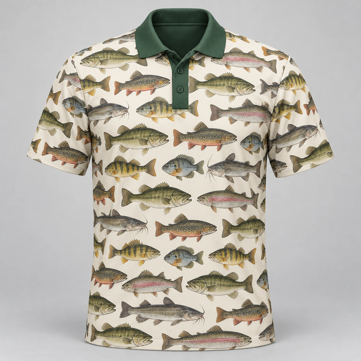 Freshwater Fish Collection Ivory Archive Polo Shirt - Front view