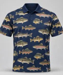 Freshwater Fish Collection Midnight Atlas Polo Shirt - Front view