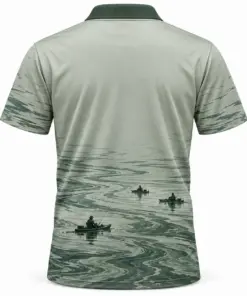 Kayak Quiet Estuary Sage Ink Polo Shirt - Back view