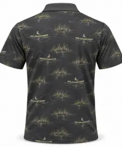 Kayak Reed Islands Graphite Olive Polo Shirt - Back view