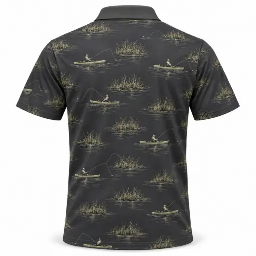 Kayak Reed Islands Graphite Olive Polo Shirt - Back view
