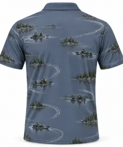 Kayak Water Compass Slate Moss Polo Shirt - Back view