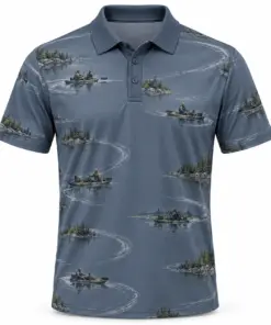Kayak Water Compass Slate Moss Polo Shirt - Front view