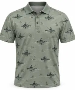 Kayak Waterline Sage Stone Polo Shirt - Front view