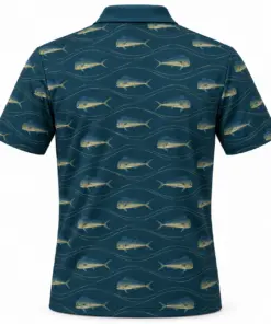 Mahi Wave Weft Petrol Sand Polo Shirt - Back view