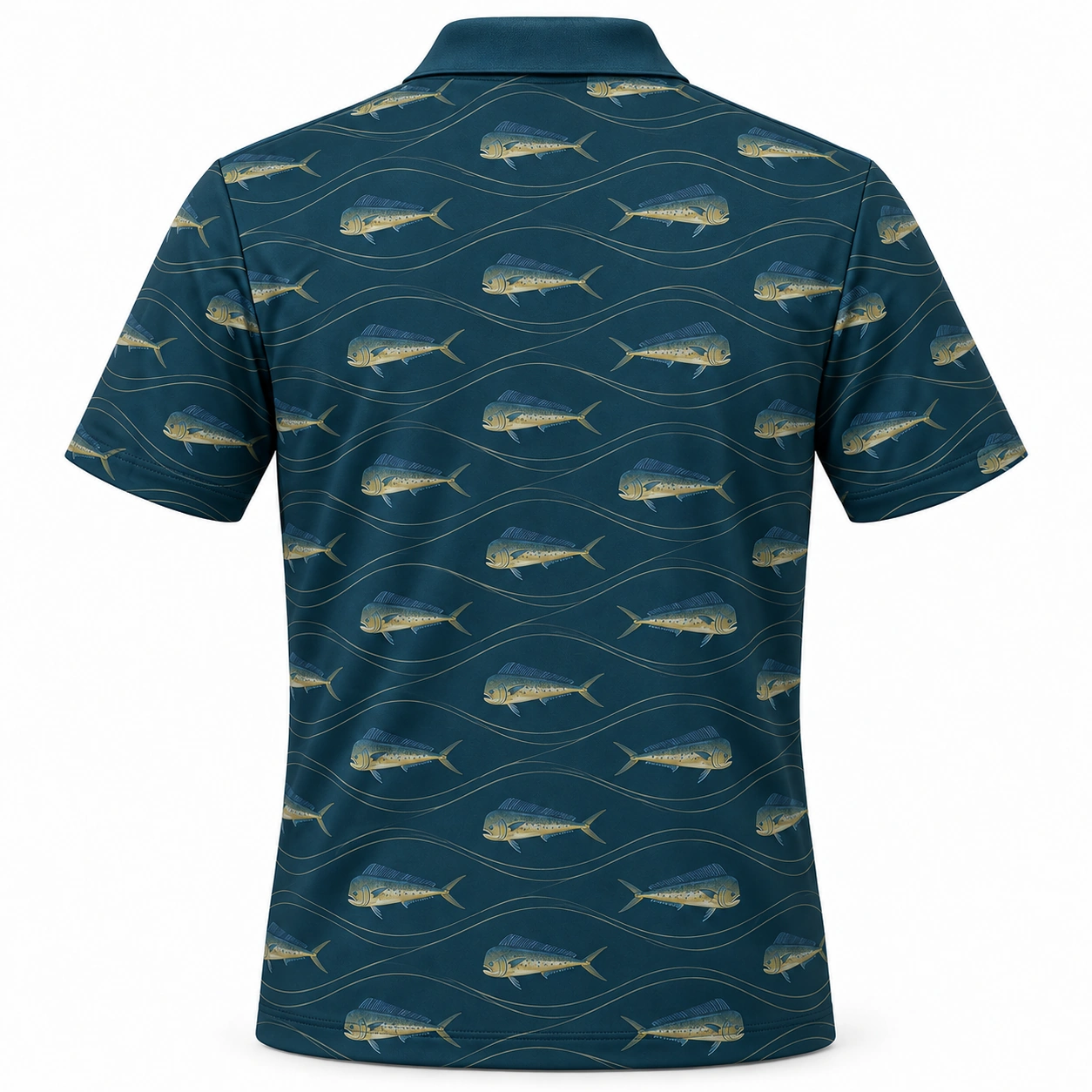 Mahi Wave Weft Petrol Sand Polo Shirt - Back view