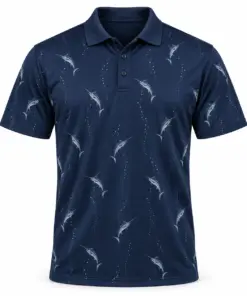 Marlin Longitudinal Drift Navy Pewter Polo Shirt - Front view