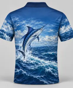 Marlin Ocean Navy Offshore Polo Shirt - Back view