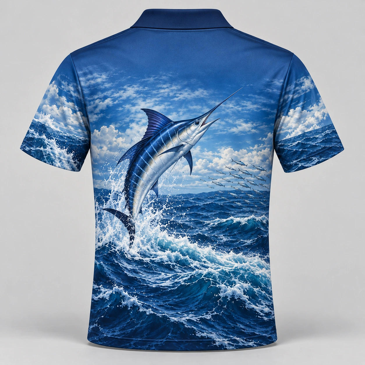 Marlin Ocean Navy Offshore Polo Shirt - Back view