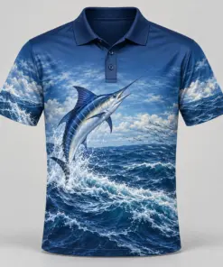 Marlin Ocean Navy Offshore Polo Shirt - Front view