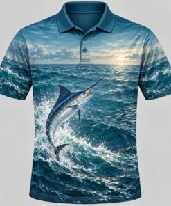 Marlin Ocean Petrol Horizon Polo Shirt - Front view