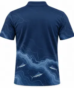 Marlin Quiet Offshore Ink Ash Polo Shirt - Back view