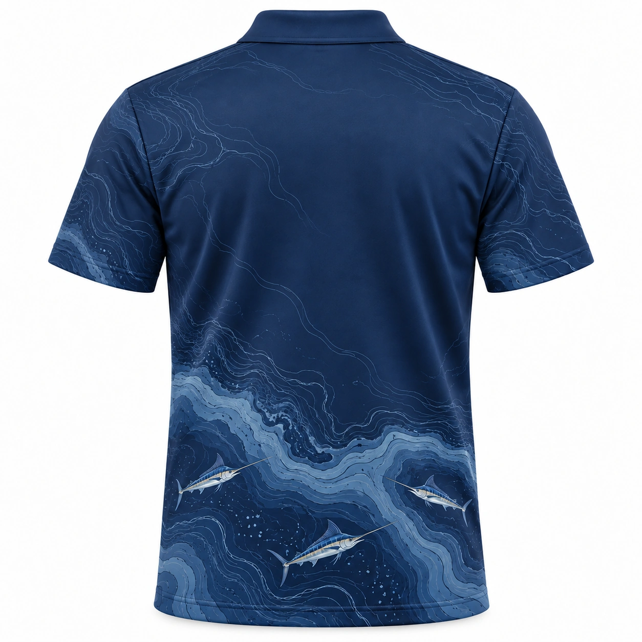 Marlin Quiet Offshore Ink Ash Polo Shirt - Back view