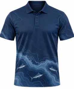 Marlin Quiet Offshore Ink Ash Polo Shirt - Front view