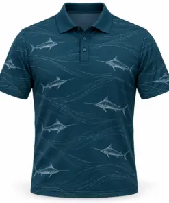 Marlin Tide Contour Petrol Pearl Polo Shirt - Front view