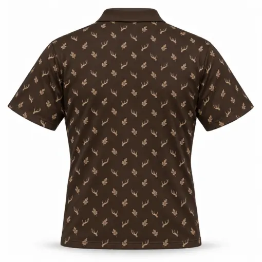 Micro Antlers and Oak Espresso Polo Shirt - Back view