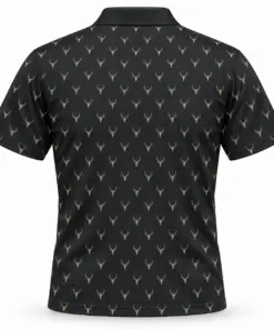 Micro Deer Skulls Charcoal Polo Shirt - Back view