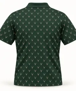 Micro Deer Skulls Forest Green Polo Shirt - Back view