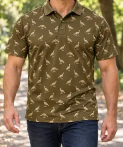 Micro Turkey Bronze Field Polo Shirt - Model wearing the product