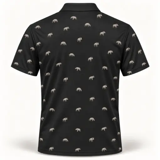 Micro Wild Boar Charcoal Polo Shirt - Back view