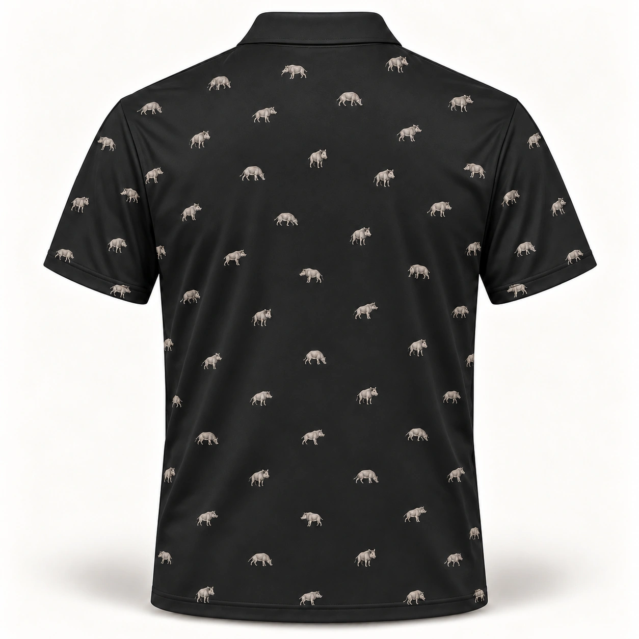 Micro Wild Boar Charcoal Polo Shirt - Back view