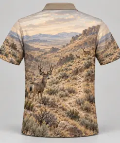 Mule Deer Mountains Sage Hills Polo Shirt - Back view