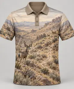 Mule Deer Mountains Sage Hills Polo Shirt - Front view