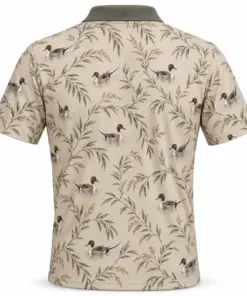 Pintail Willow Scallop Oat Moss Polo Shirt - Back view