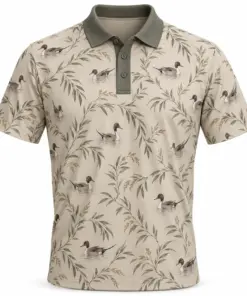 Pintail Willow Scallop Oat Moss Polo Shirt - Front view