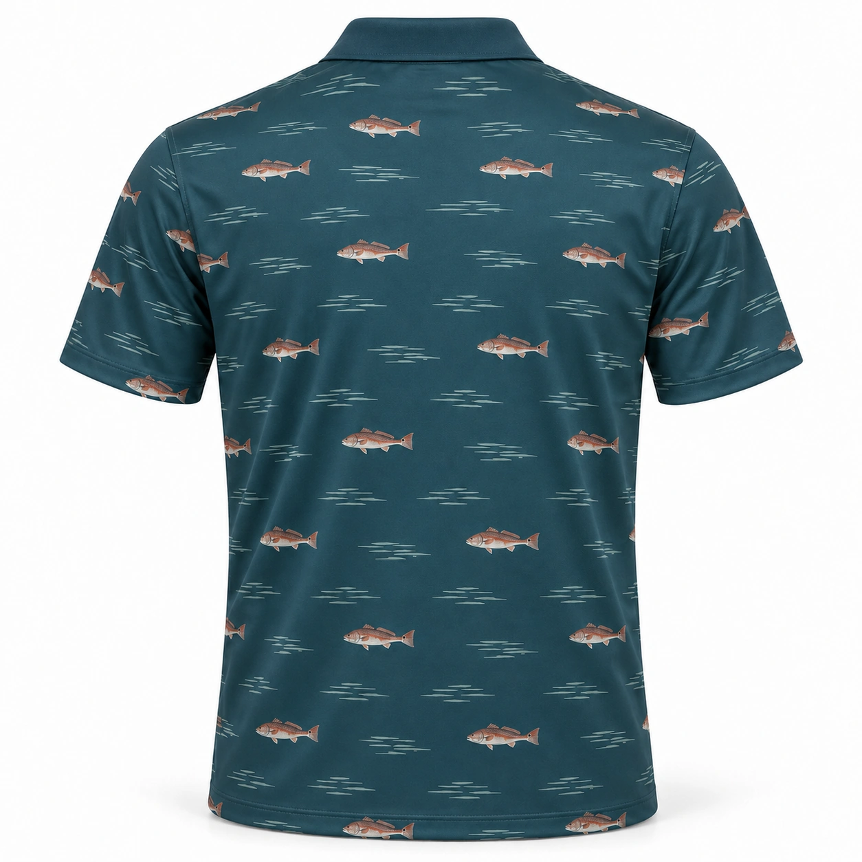 Redfish Tidal Steps Petrol Ash Polo Shirt - Back view