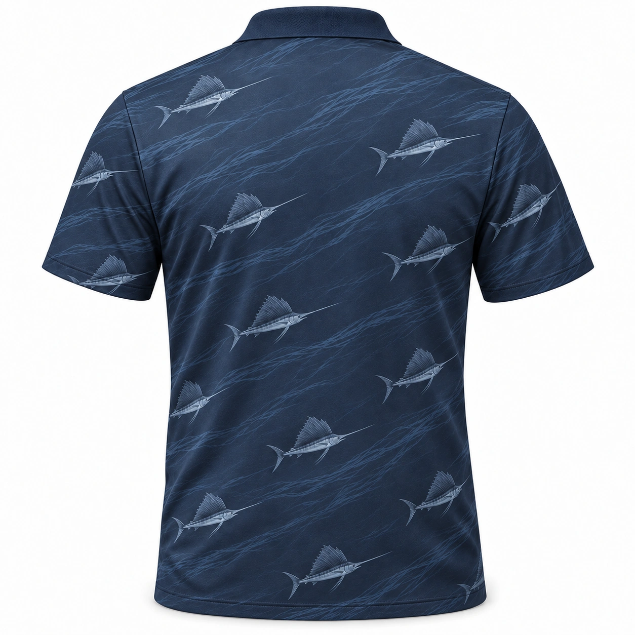 Sailfish Fan Current Ink Smoke Polo Shirt - Back view