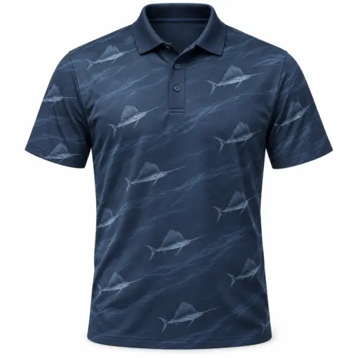 Sailfish Fan Current Ink Smoke Polo Shirt - Front view