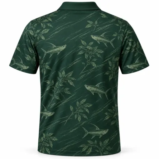 Tarpon Mangrove Veil Forest Smoke Polo Shirt - Back view