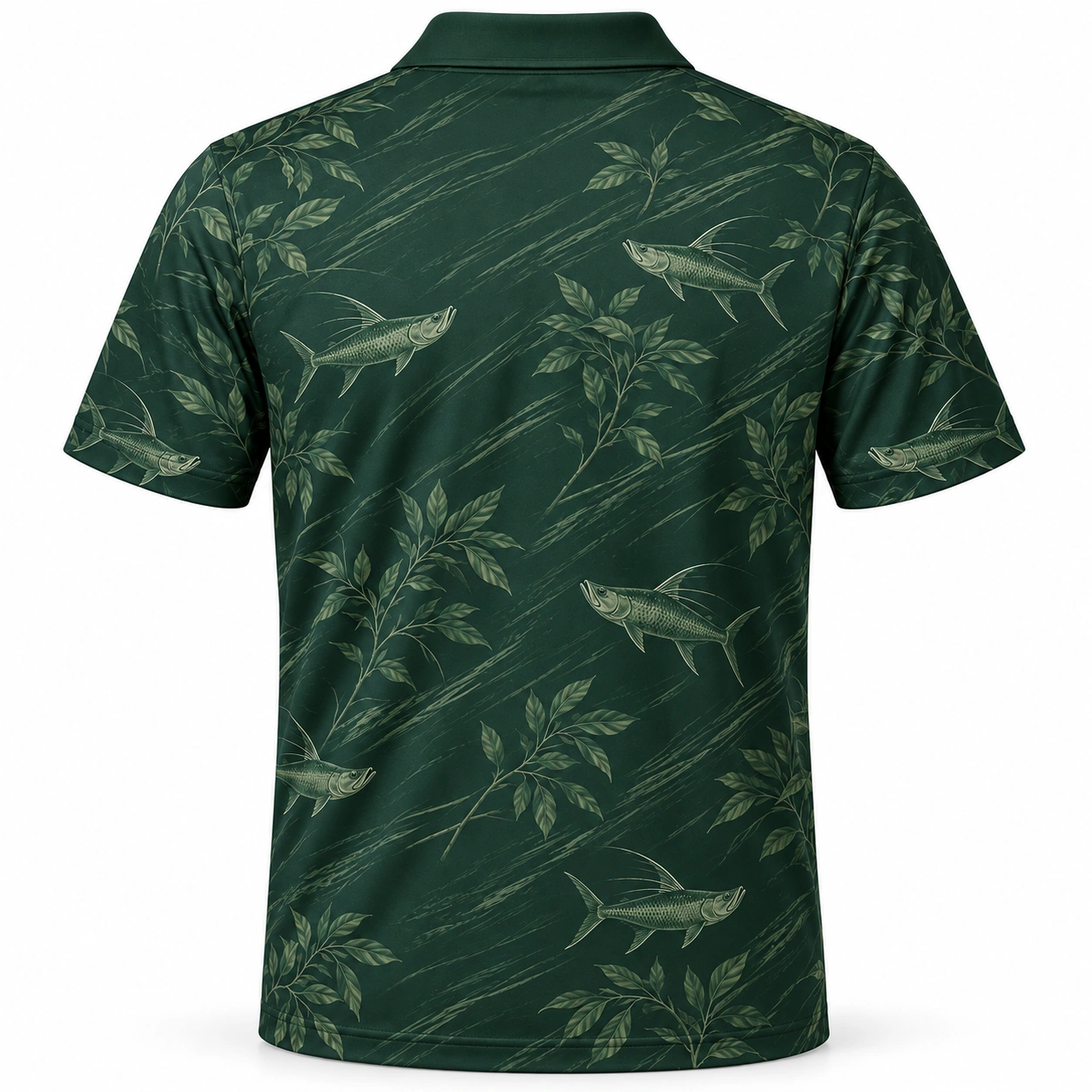 Tarpon Mangrove Veil Forest Smoke Polo Shirt - Back view