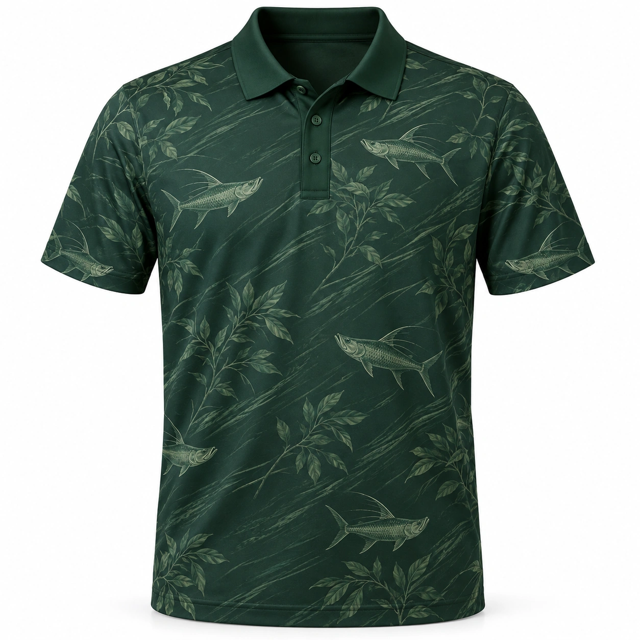 Tarpon Mangrove Veil Forest Smoke Polo Shirt - Front view