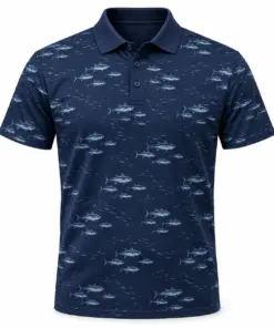 Tuna Shoal Dashes Navy Steel Polo Shirt - Front view