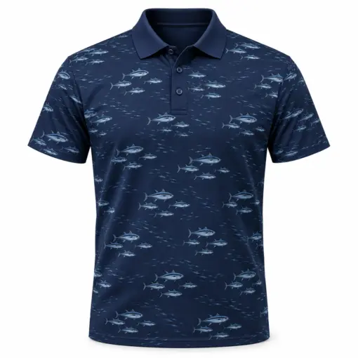 Tuna Shoal Dashes Navy Steel Polo Shirt - Front view