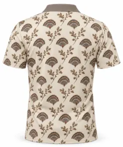 Turkey Fan Botanical Trellis Pearl Taupe Polo Shirt - Back view