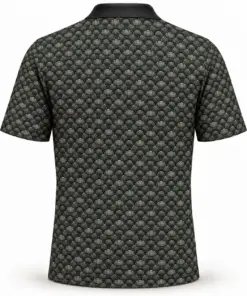 Turkey Fan Canopy Charcoal Moss Polo Shirt - Back view