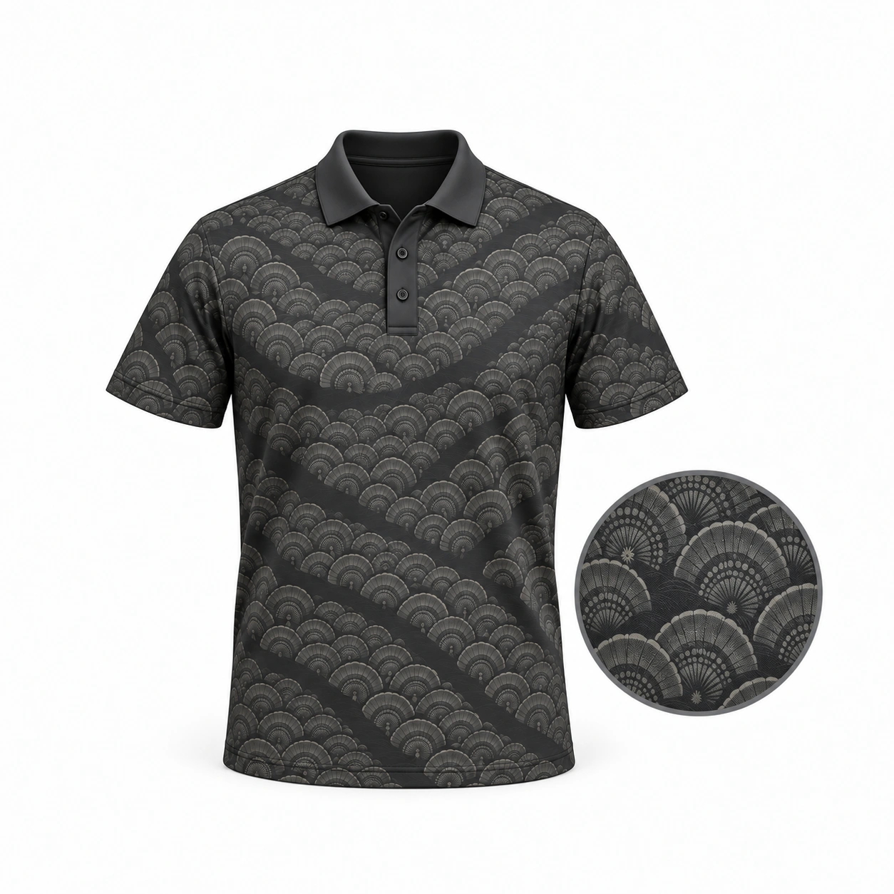 Turkey Fan Current Graphite Sage Polo Shirt - Front view