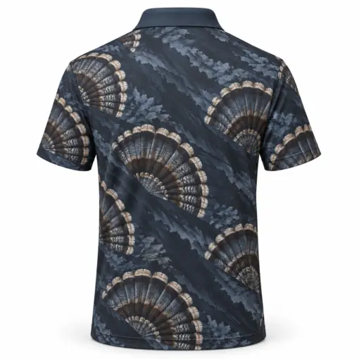 Turkey Fan Layered Ribbon Slate Smoke Polo Shirt - Back view