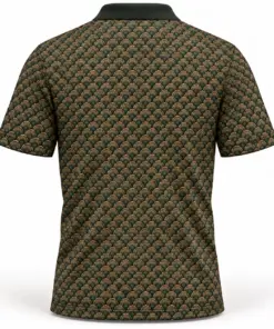 Turkey Fan Mosaic Forest Bronze Polo Shirt - Back view