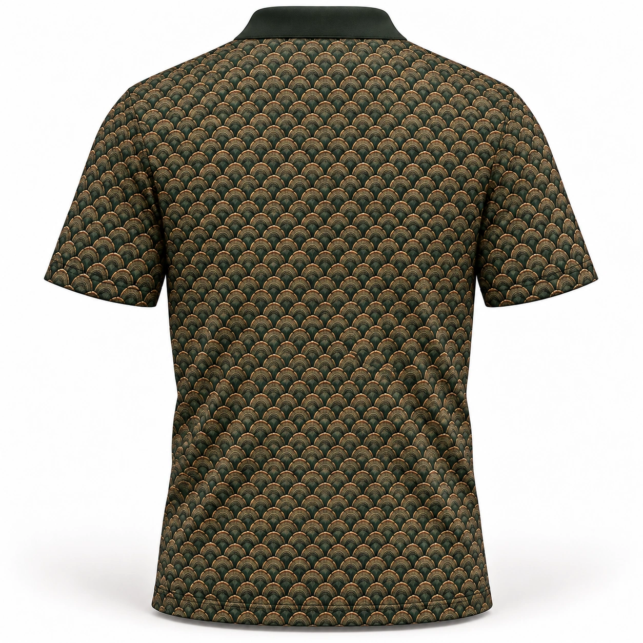Turkey Fan Mosaic Forest Bronze Polo Shirt - Back view