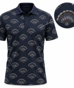 Turkey Fan Open Arch Ink Pewter Polo Shirt - Front view