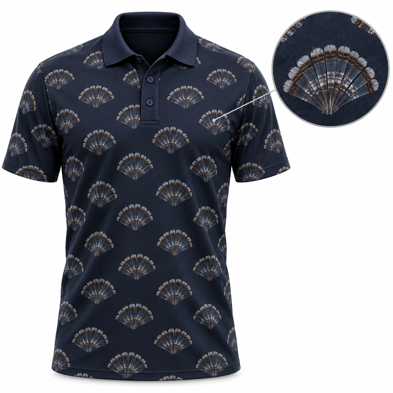 Turkey Fan Open Arch Ink Pewter Polo Shirt - Front view