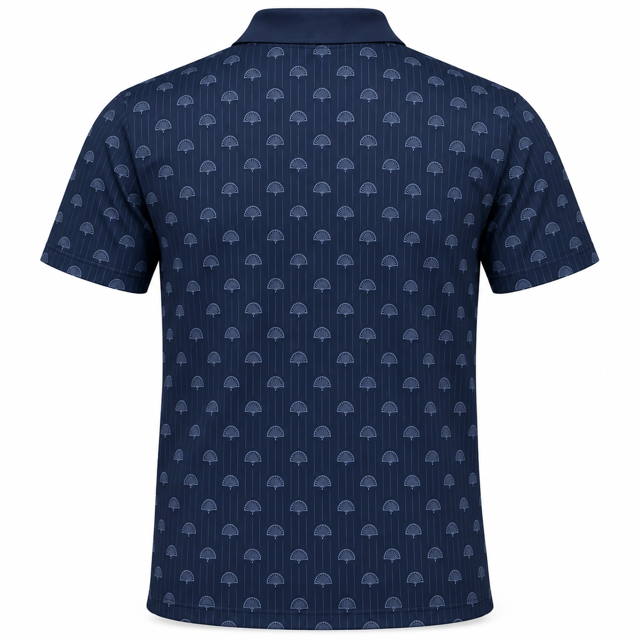 Turkey Fan Pinstripe Midnight Slate Polo Shirt - Back view
