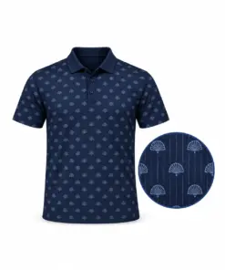 Turkey Fan Pinstripe Midnight Slate Polo Shirt - Front view