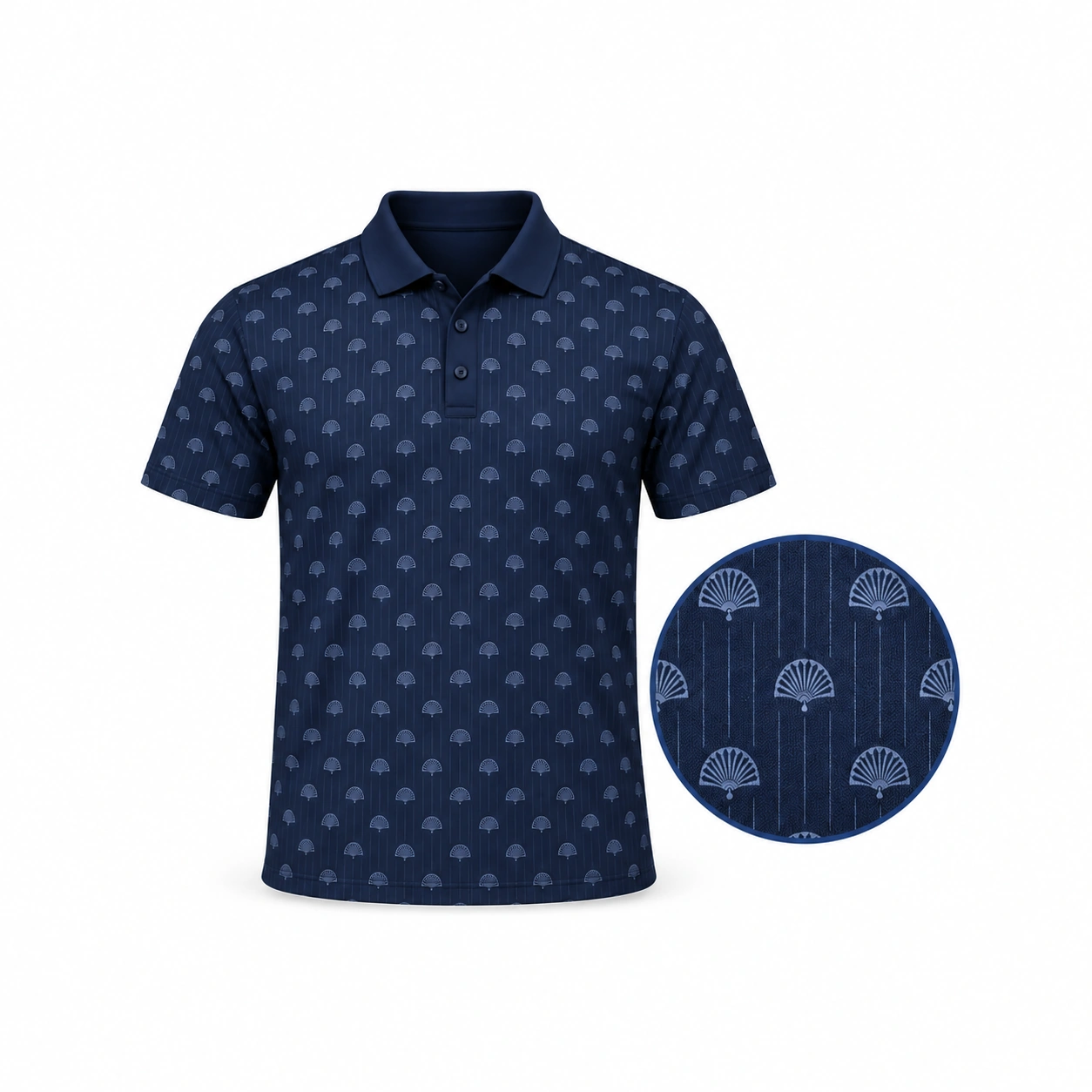 Turkey Fan Pinstripe Midnight Slate Polo Shirt - Front view