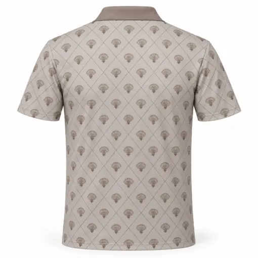 Turkey Fan Trellis Stone Taupe Polo Shirt - Back view